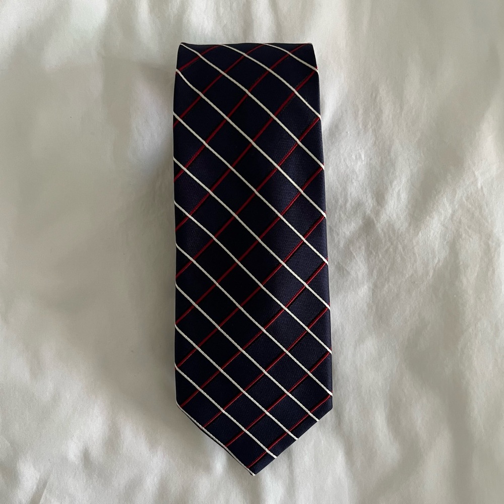 Ralph Lauren All Silk Navy and Red Striped Tie